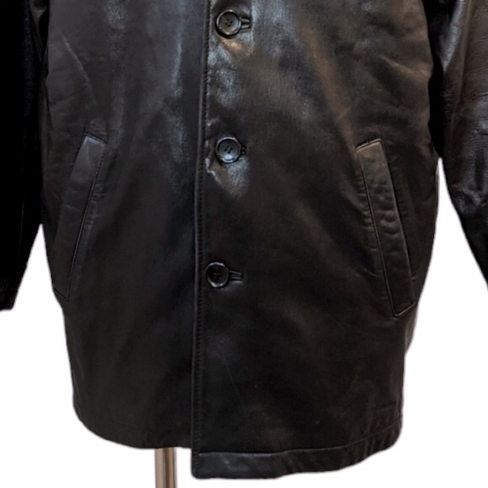 Danier Black Leather Button-Front Jacket - Picture 3 of 14